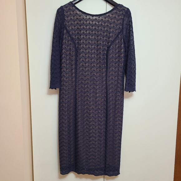 Coastal Grandm Large lace navy shift dress with stretch - Picture 1 of 11